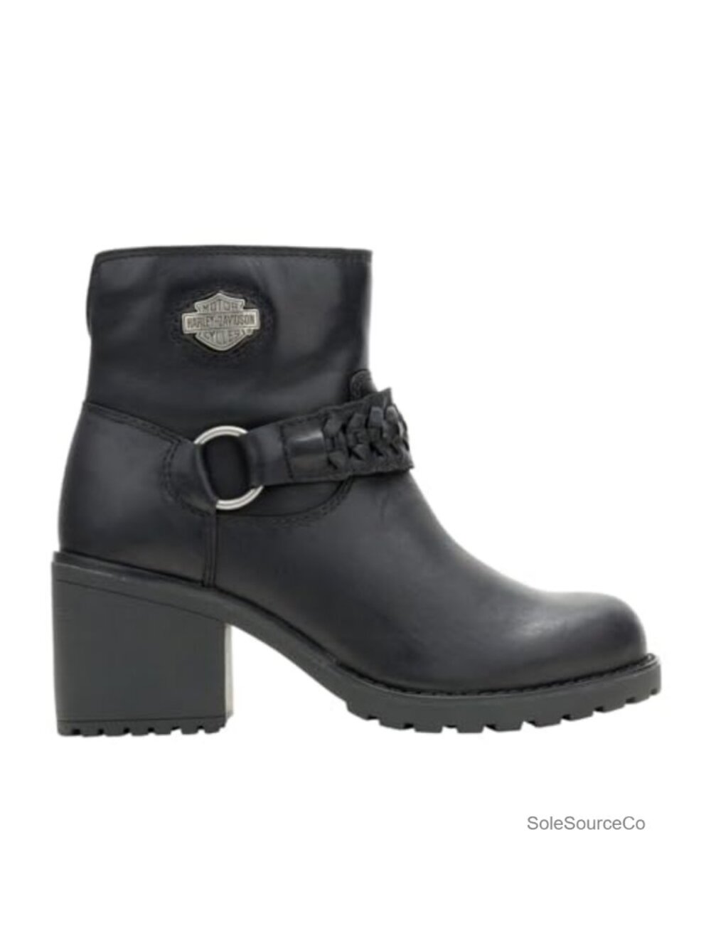 Women's Pull-On Leather Mid Calf Motorcycle Boots Block Heel